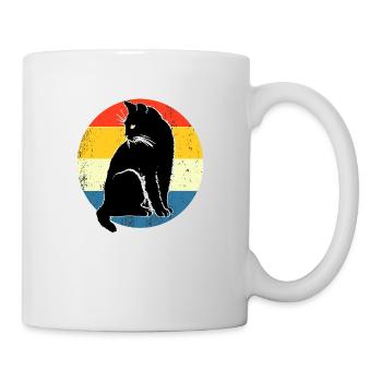Retro Vintage Cute Cat Sunset Design - Mug - white - Right