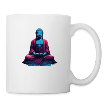 Bouddha bleu dans la méditation contemplation dualité - Mug blanc - blanc - Droite