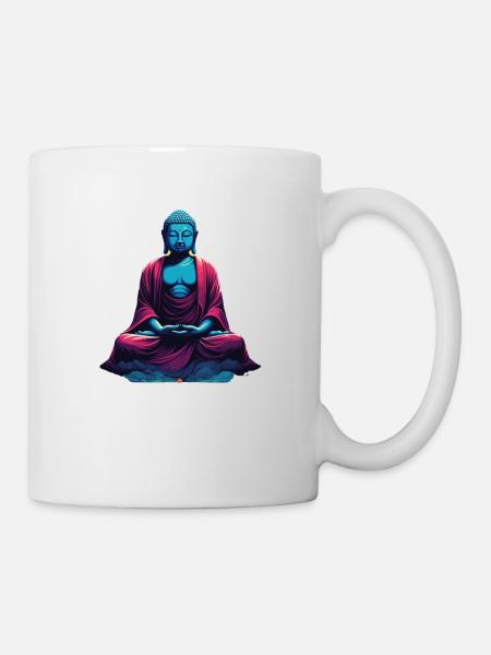 Bouddha bleu dans la méditation contemplation dualité - Mug blanc - blanc