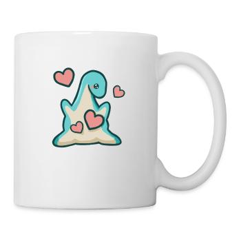 hugadino verliebter Dino, Herz, süßer Dinosaurier - Tasse - Weiß - Rechts