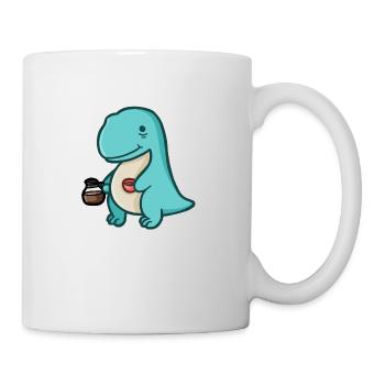 hugadino Dino mit Kaffeesucht, süßer Dinosaurier - Tasse - Weiß - Rechts