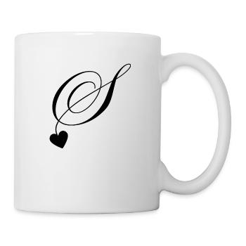 Lettre s calligraphie cœur - Mug blanc - blanc - Droite