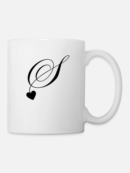 Letters s calligraphy heart - Mug - white