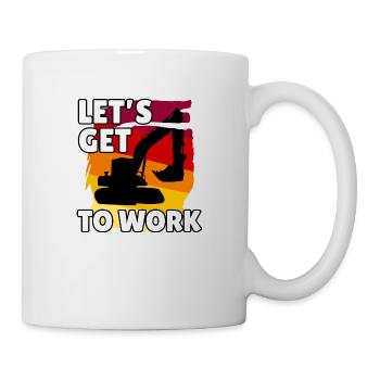 Bagger Baustelle Bauarbeiterin Mädchen I Geschenk - Tasse - Weiß - Rechts