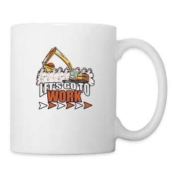 Bagger Baustelle Bauarbeiterin Mädchen I Geschenk - Tasse - Weiß - Rechts
