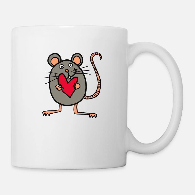 Maus mit Herz - Tasse - Weiß