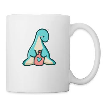 hugadino Dino mit Wärmflasche, süßer Dinosaurier - Tasse - Weiß - Rechts