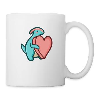 hugadino Parasaurolophus heart, cute dinosaur - Mug - white - Right