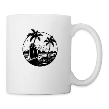 Reite die Wellen mit deinem Surfbrett - Tasse - Weiß - Rechts