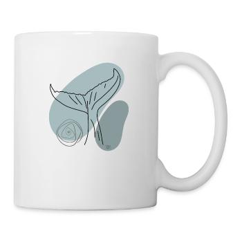 "Walflosse", Boho Line Art Design, Serie "Ocean" - Tasse - Weiß - Rechts