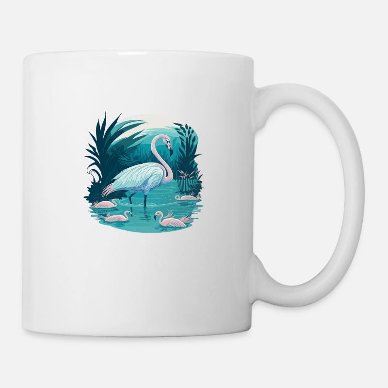 Ballet aquatique de Flamingo - Mug blanc - blanc