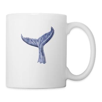 "Walflosse", Boho Line Art Design, Serie "Ocean" - Tasse - Weiß - Rechts