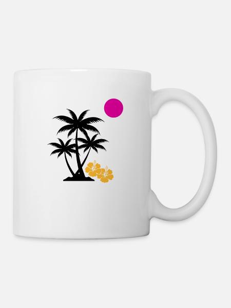 palme sunset - Tasse - Weiß