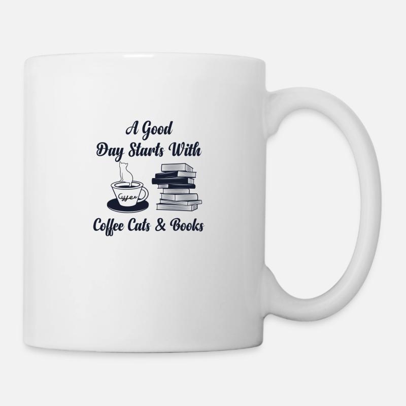 A Good Day Starts With Coffee And Cats Funny Cute - Mug blanc - blanc