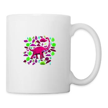 Pink Brontosaurus in the forest - Mug - white - Right