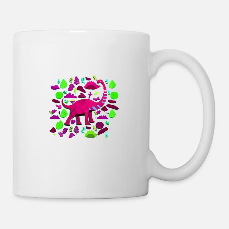 Pink Brontosaurus in the forest - Mug - white
