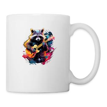 Racoon playing guitar - Mug - white - Right