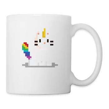 Chat licorne Pixel - Mug blanc - blanc - Droite