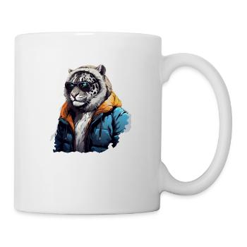 Streetstyle Schneeleopard | Leoparden-Liebhaber - Tasse - Weiß - Rechts