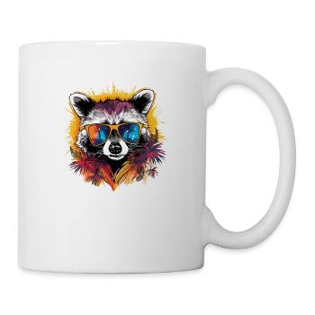 Summery raccoon with sunglasses - Mug - white - Right