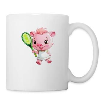 Tennis Playing Piglet Pig - Mug - white - Right