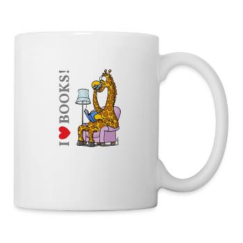 Die Giraffe liebt Bücher - Tasse - Weiß - Rechts