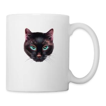 Black Cat not happy with blue eyes - Mug - white - Right
