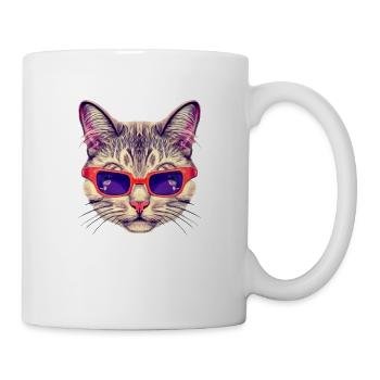 Classy Cat with its red Sunglasses - Mug - white - Right