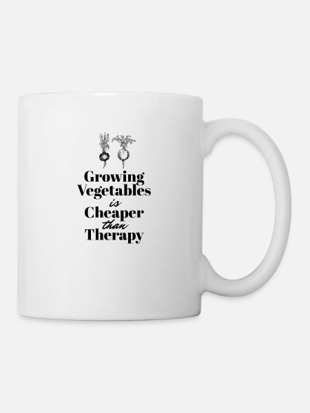 Growing Vegetables is Cheaper then Therapy - Mug - white