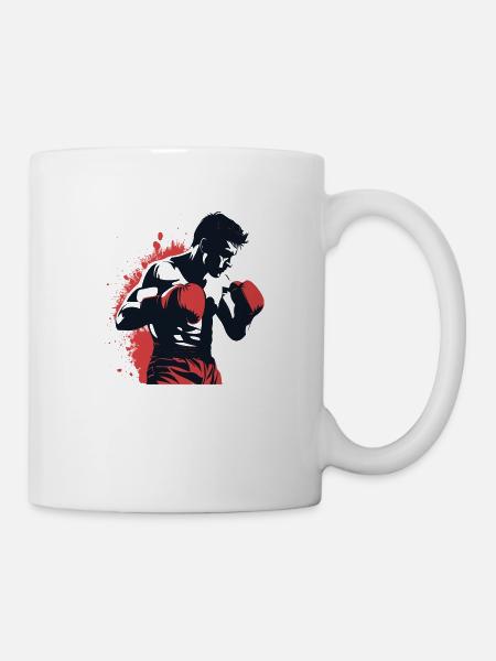 der Boxer in Rot - Tasse - Weiß