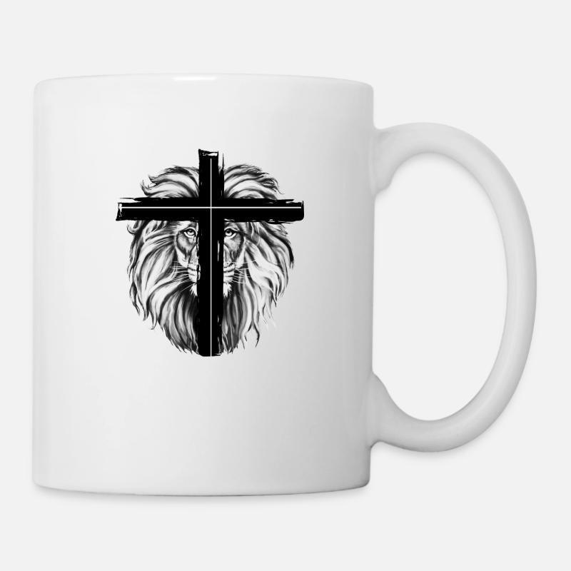 Lion Cross black - Mug - white