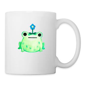 Cute Flower Head Frog Watercolor Painting - Mug - white - Right