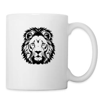 Magnifique Tête de Lion en Noir et Blanc - Mug blanc - blanc - Droite