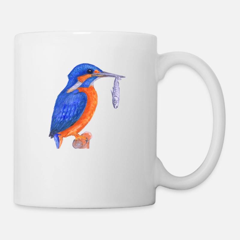 Eisvogel mit Fisch - Tasse - Weiß