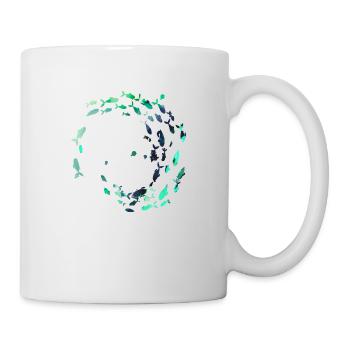 School of Fish,Fish,Painting,Graffiti,Blue - Mug - white - Right