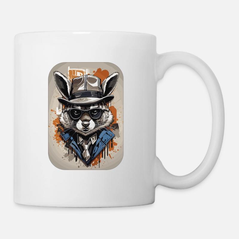 Waschbär Gangster Alte Schule - Tasse - Weiß
