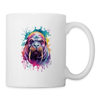 Walrus, colorful, watercolor, arctic ocean - Mug - white - Right