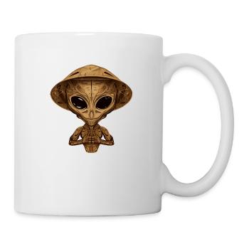 Außerirdisches Alien-Design mit Herbstholz und Bau - Tasse - Weiß - Rechts