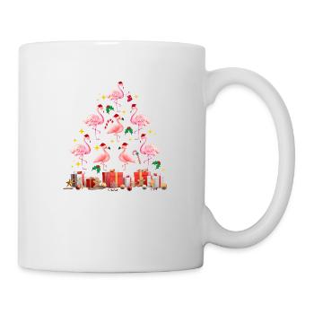 Flamant rose Noël. Cadeau de Noël - Mug blanc - blanc - Droite