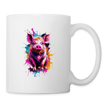Pig Cool Pig in buntem und coolem Design - Tasse - Weiß - Rechts