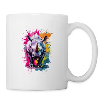 Rhinoceros Cool In Buntem und Coolem Design - Tasse - Weiß - Rechts