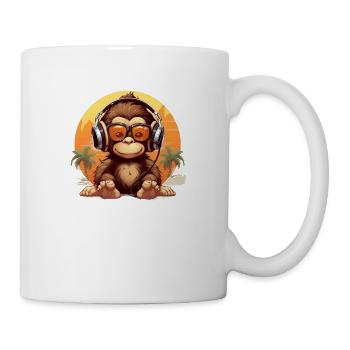 Witziges Affen Baby Design mit Kopfhörer - Tasse - Weiß - Rechts