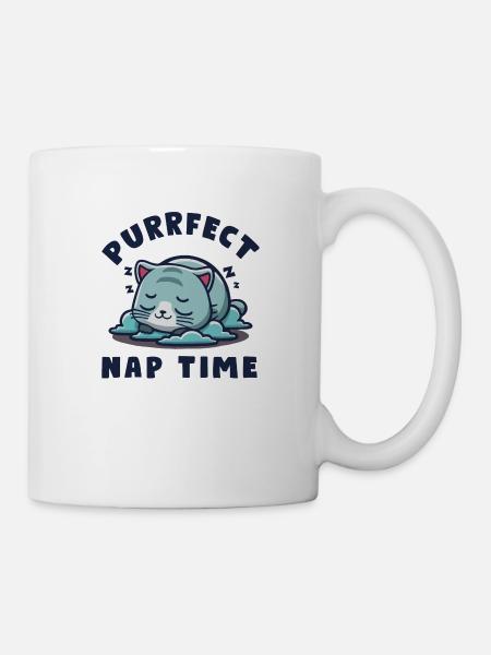 Kawaii Chibi Nap Katze - Tasse - Weiß