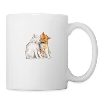 Katzen umarmend - Tasse - Weiß - Rechts