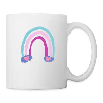 Regenbogen mit Herzen lila rosa blau, Rainbow - Tasse - Weiß - Rechts