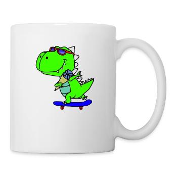 Dino am Skaten COOL Skaters Dino - Tasse - Weiß - Rechts