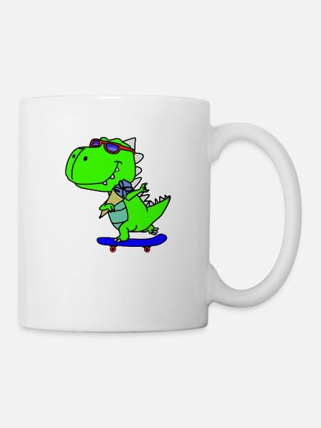 Dino at Skating COOL Skaters Dino - Mug - white