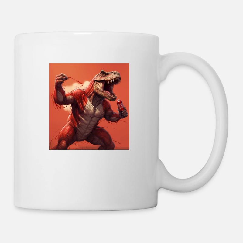 Dino drinking Cola - Tasse - Weiß