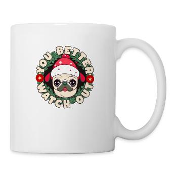 Vous feriez mieux de faire attention à Retro Cool Pug Santa 2 - Mug blanc - blanc - Droite