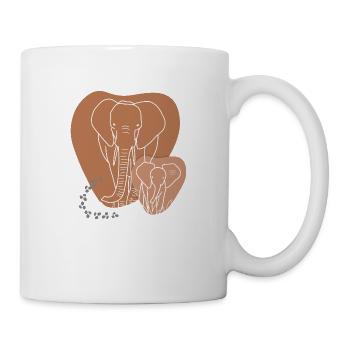 "Elephant", Boho Line Art Design, Series "Big 5" - Mug - white - Right
